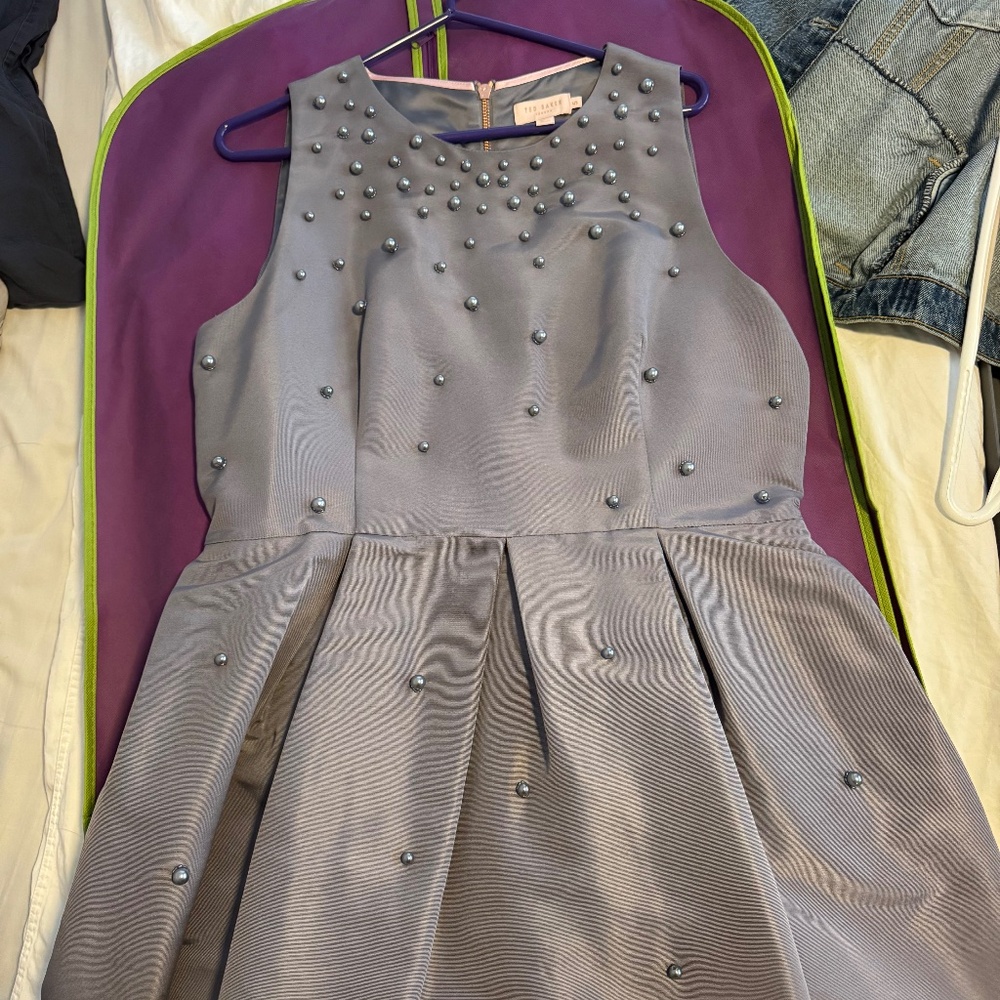 ted baker grey pearl skater dress